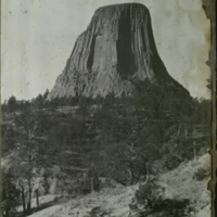 Devils Tower, photograph for use in Mule Deer Group, Hall of North American Mammals