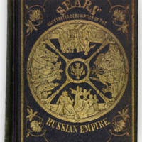 Book cover depicting various groups of people in a wheel of time from Sears' An illustrated description of the Russian empire